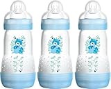 MAM Self Sterilising Anti-Colic Bottle 260 ml (3 Pack Blue/ White)