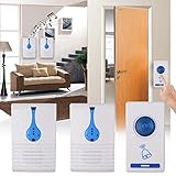 Giantree 電子チャイムドアベル、1トランスミッタ+ 2レシーバ、ワイヤレスコードレスミュージックドアベル、リンガーチャイムボタン
