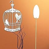 Walplusミラー壁アート「鳥かご」ウォールステッカー取り外し可能な自己粘着壁画デカールビニールホーム装飾DIYリビング寝室飾り子供部屋、シルバー