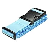 AMAA 荷締めベルト　スーツケースベルト ワンタッチ式ベルト 荷物ストラップ 調整可能 荷物固定バックル 荷崩れ防止 ナイロン ベルト (ブルー)