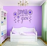 Design with Vinyl RAD 712 1 Dream As Big As You Grow Flower Design Baby Girl Bedroom Wall Decal Purp