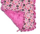 Bubblegum DivasフラワーPirate Skulls Plush Baby Blanketサテンフリル35 " x 30 "インチ