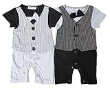 Munya Munya(ムニャムニャ) ベビー フォーマル ロンパース スーツ 服 出産祝い 結婚式 入園入学 モノトーン (70, グレイ)