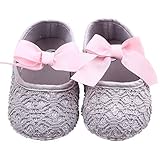 ELee Newborn Baby Girls Bowknot Soft Sole Anti-slip Crib Shoes Casual Prewalker (8-12 Months(13 cm),