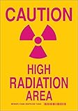 Brady 124301 Radiation and Laser Sign, Legend "Caution High Radiation Area (W/Picto)", 14" Height, 1