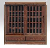 日本製 和風モダン 幅90cm サイドボード キャビネット ブラウン 完成品