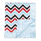 マイBlankeeシェブロンMinkyマルチレッドMinkyドットブルーベビー毛布/ワット、30 "×35"