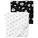 カーターズ Carter's 男の子用黒海賊船x白クジラ総柄おくるみブランケット スワドル セキュリティブランケット 毛布 出産祝い [並行輸入品]