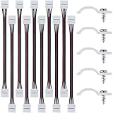 Anpro 10PCS LED 5050 RGB Strip Light Connector 4 Conductor 10 mm Wide Strip to Strip Jumper with 100