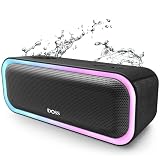 DOSS SoundBox Pro Bluetooth スピーカー20W 強化された低音 ワイヤレス ポータブル 小型 ブルートゥース スピーカー【イルミネーション機能 20時間再生 IPX6防水 パッシブラジエーター搭載 ワイヤレスステレオ Aux/TFカード対応/風呂/アオトドア適用】(ブラック)