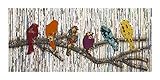 54 " Colorful Little Birds on Branch RepurposedバティックNewsprint Woven壁装飾