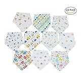 Labebe ベビー100％コットン三角ビブ ソフトのバンダナ型よだれかけ シャワー・歯ブラシ・おしゃぶり・食事など使う可 洗濯機使用可 汚れ防止 10枚セットマルチカラー ユニセックスB