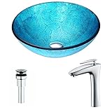 アクセントシリーズdeco-glass容器シンクでエメラルドIce with Crown蛇口でクロム