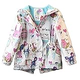 Kids Baby Toddler Girls Spring Fall Cartoon Trench Coat Wind Hooded Jacket (1-2T White) [並行輸入品]