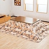 【ふわふわ素材 温かこたつ3点セット】(掛・敷・こたつ) 120cmテーブル(ブラウン色) 保温性が良いフランネルこたつ布団(ベージュ色)