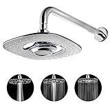 LORDEAR 3 Function Massage High Flow Luxury Large Rainfall 8" Shower Head, Polished Chrome Bathroom 