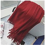 Nelipo　マフラー　大きいサイズ　ストール　マフラー　スカー　フリンジ　三色 (ワインレッド)