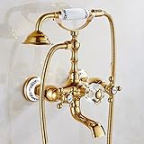 A アンティークの浴槽の蛇口完全な銅の浴槽の蛇口のシャワースイートコンチネンタルレトロシャワーの蛇口 ( 色 : ゴールド )