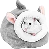e-smile ハムスター ベッド ハウス クッション ハウス ボア あったか ふわふわ (グレー)