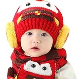 冬 赤ちゃん帽子 子供の帽子マフラーセット クリスマス帽 子供帽。ベビー帽子。赤ちゃんの帽子。冬の新型。小型乗用車。护耳帽+マフラースーツ 毛糸の帽子 外出する保温 子供 用 かわいい 防寒 ニットキ