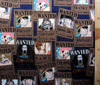 Amazon 40cm単位で販売 キャラクター 生地 ワンピース 紺 柄番号３９ 手芸 生地 布 はぎれ ハギレ カットクロス ピロル 布 生地 通販