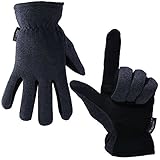 冬用グローブ、OZERO-20°F 耐寒 サーマル 男性用グローブ - 鹿革スエードレザーパームと極性フリース裏地 Heatlok付き 断熱コットンレイヤー - 寒い天候でも暖かさを保ちます - デニ