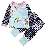 CAINS ベビー　男の子　女の子　梅の花プリント　帽子付き　上着　縞模様パンツ　３点セット　可愛い　ブルー　春　秋　冬　０～１８ヶ月 (80cm)