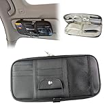 サンバイザー ポケット 車 収納 多機能ポケット 車用 サングラス インナーポケット付 カード ETCカード 高級 便利 (ブラック)