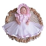 「楽々セレクトショップ」セレモニードレス ピンク レッド 新生児 お宮参り ベビードレス ニューボーンフォト 写真撮影 寝相アート 記念撮影 赤ちゃん ０ヶ月 1ヶ月 2ヶ月 ピンク ブルー (ピンク