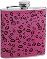 Leopard Printピンク/ピンク6オンスヒップフラスコ、フリーPersonalization