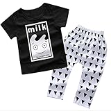 MIOIM 欧米風ベビー服 上下セット シャツ アルファベットパターン メガネ柄 男女兼用 Tシャツ+パンツ 2点セット かわいい クール 綿