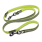 cocomall 7in1多機能リード 日本授権店 TRUE LOVE専門販売店 １本で色々使える7in1多機能 犬用リード ショルダーリード ダブルリード 犬リード 2頭引き リード １本で色々使える多機能リード 小型、中型、大型犬用リード 訓練リード ロングリード ペット用品 ハーネス 3M反射材料 ナイロン製 通気性 調節可能 メッシュペット (M, ネオン・イエロー)