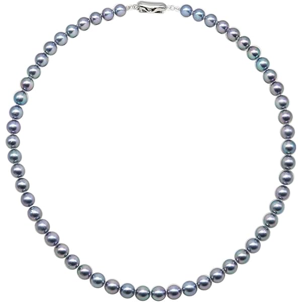 Amazon | 真珠 パール ネックレス あこや真珠7.5mm-8mm ブルー
