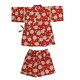 甚平スーツ 雪うさぎ 綿紅梅 日本製(90cm,レッド)