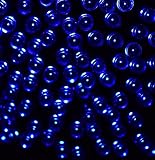 〔 ZAZ 〕 電気代ゼロ　ブルー 200球 LED イルミネーション　太陽光発電 ソーラー 充電式 LED イルミネーション 発光モードは8パターン 　ケーブル長 約18m 光センサー内蔵 自動ON