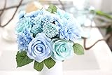Coobl人工シルクフラワーSenior装飾ダリアローズブーケ花ウェディングブーケ花嫁Holding Garlands Vine Plant花嫁DIY花アートホームデコレーション( 3個) ブルー A