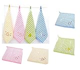 (pkpohs) ループタオル アソート かわいい まとめ買い 通園 ループ付き タオル ハンカチ (ストライプ・3枚セット)