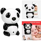 HAODE ベビーモニター かわいいパンダ形 WiFi ネットワークカメラ 130万画素 960P HDワイヤレス監視カメラ 無線LAN ウェブカメラ 遠隔監視 日本語マニュアル付き (ブラック+ホワ