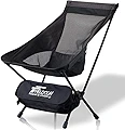 FIELDOOR ポータブルコンパクト アウトドアチェア ミドルバック 【ブラック】 耐過重150kg 軽量コンパクト 折りたたみ ウルトラライト タクティカル