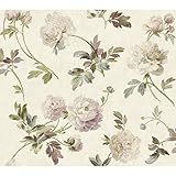 York Wallcoverings GX8151SMP Passport Whitworth Peony Wallpaper Memo Sample, 8-Inch x 10-Inch, Magen