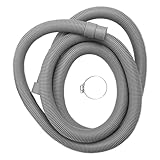 Xsdjasd グレー ポリプロピレン (PP) 排水ホース延長セット、6.5フィート、1本セット、ステンレス製クランプ付き