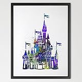 Dignovel Studios 11X14 Cinderella Disney Princess Castle Print Watercolor Painting Art Print For Kid