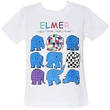 【本体綿100％】ぞうのエルマー アートプリントＴシャツ ELMER THE PATCHWORK ELEPHANT ホワイト◇100cm
