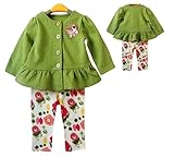 SOPO Baby Girl服装2個セットバタフライトップ、フラワープリントパンツグリーン6 – 24 m カラー: グリーン