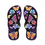 lplpol渦巻きButterfliesダークPrintsサンダルFlip Flops for Kids大人用ユニセックスビーチサンダルプールシューズパーティースリッパブラックピンクブルーベルトfor