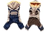 あったかボーダーベア天長袖つなぎ 犬服 犬の服 ドッグウエア カバーオール オールインワン (L, イエロー)
