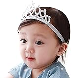桜の顔 ティアラ風 ベビーヘアバンド 誕生日 お食い初め 星 ベビー用 クラウン 王冠 (シルバー)