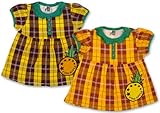 (フルーツファーム)FRUITS FARM 【FRUITS FARM】 パイナップル アップリケ チェック柄 チュニック風 半そでTシャツ 80cm/90cm/95cm/100cm 100 イエロー