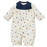 西松屋 EFD 胸切替長袖コンビドレス（フレンチくま総柄）【新生児50-60cm】 新生児