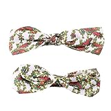 Tonsee 親子 ヘッドバンド 可愛い フローラル ストレッチ 髪飾り 人気 ヘアバンド 二点セット (グリーン)